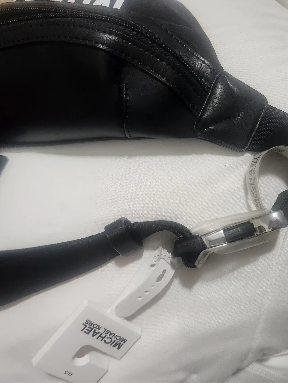 Michael Kors Black Logo Belt Bag with White Print